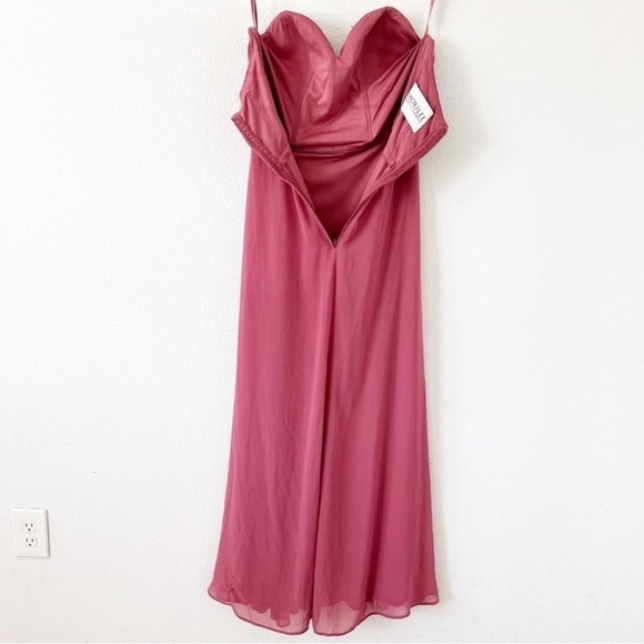 Mori Lee Pink Chiffon Strapless Sweetheart Gown Bridesmaid Formal Dress - Picture 7 of 9